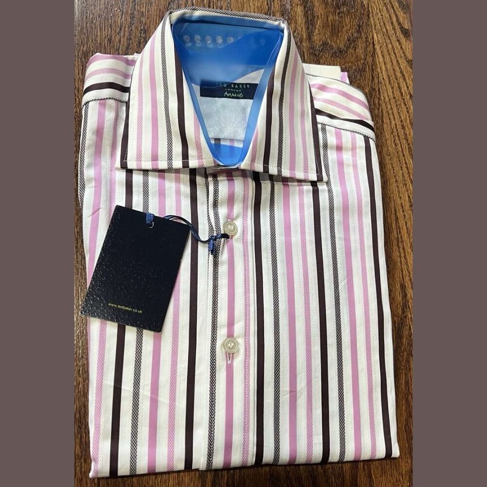 $175 NWT TED BAKER LONDON ARCHIVE STRIPED SHIRT SIZE: 15